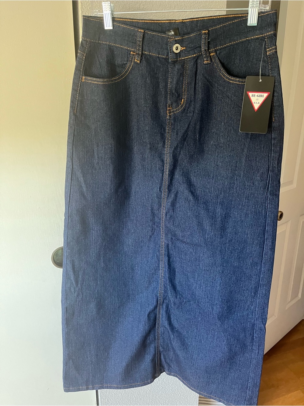 Women's Dark Blue Denim Maxi Skirt - BE-GIRL XS